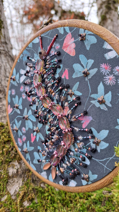 Handcrafted Glass Centipede Embroidered Wall Hanger