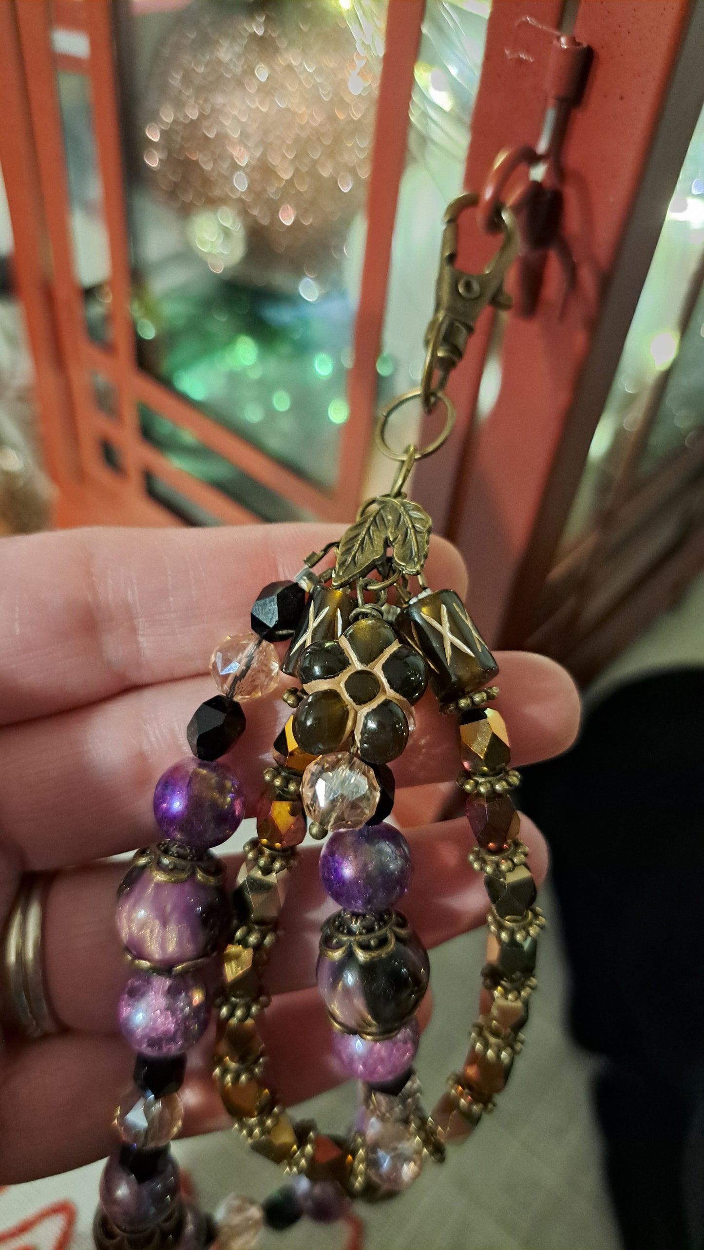 Handcrafted Purple/ Black/ Gold Dangle Charm
