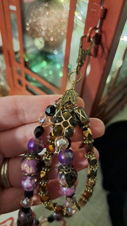Handcrafted Purple/ Black/ Gold Dangle Charm