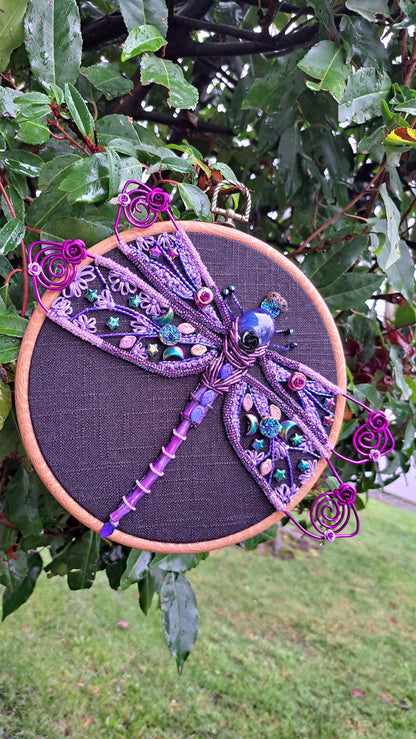 Handcrafted Embroidered "Howl's Dragonfly" Beaded Wall Hanger