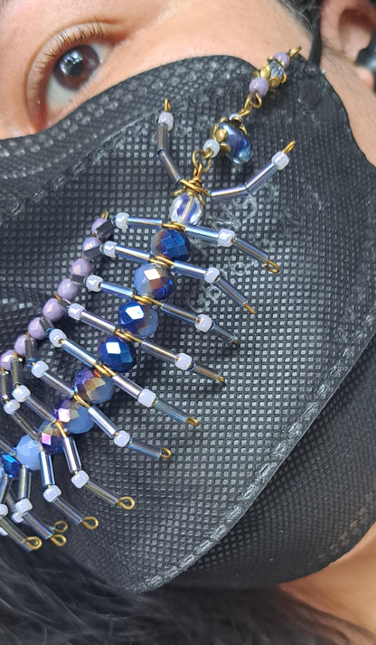 Handcrafted "Dusty Blue Maskipede" Mask Chain