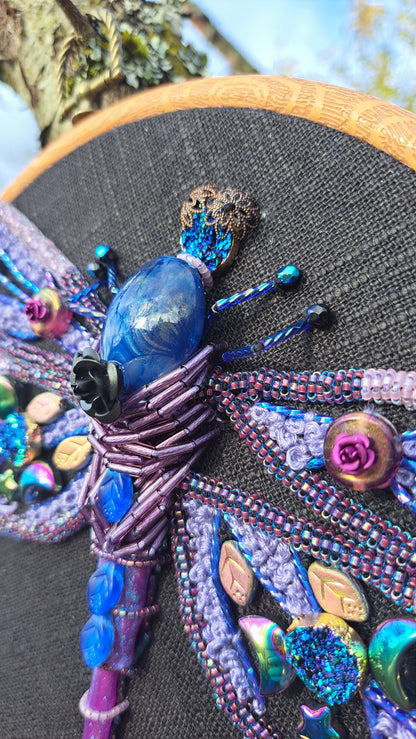 Handcrafted Embroidered "Howl's Dragonfly" Beaded Wall Hanger