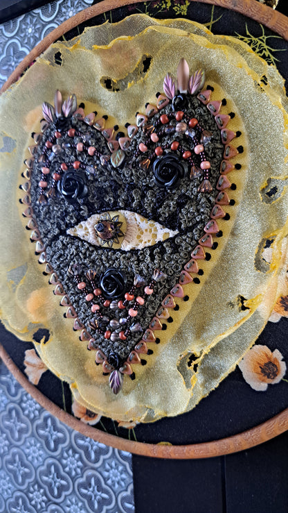 Handcrafted Evil Eye Bead Embroidered Wall Hanger