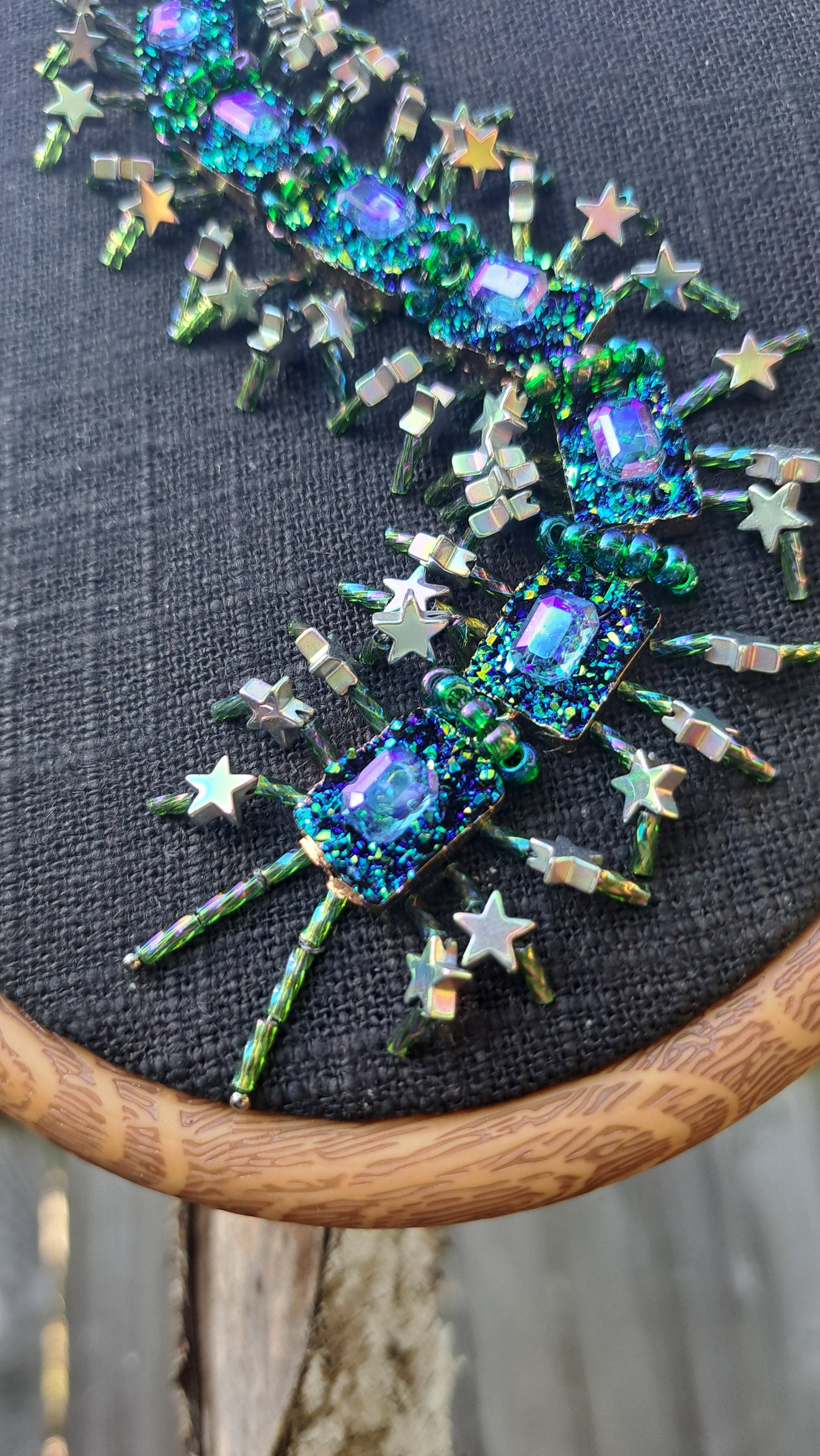 Handcrafted "Galactic Green" Centipede Wall Hanger