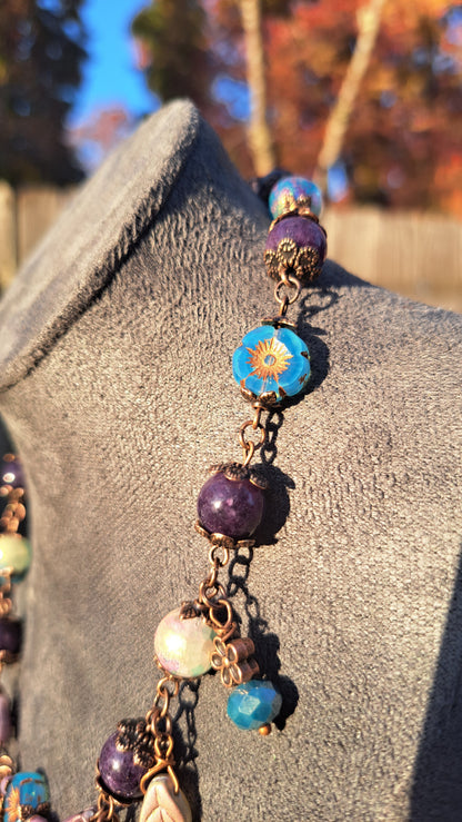 Handcrafted Teal/Purple Bead Necklace
