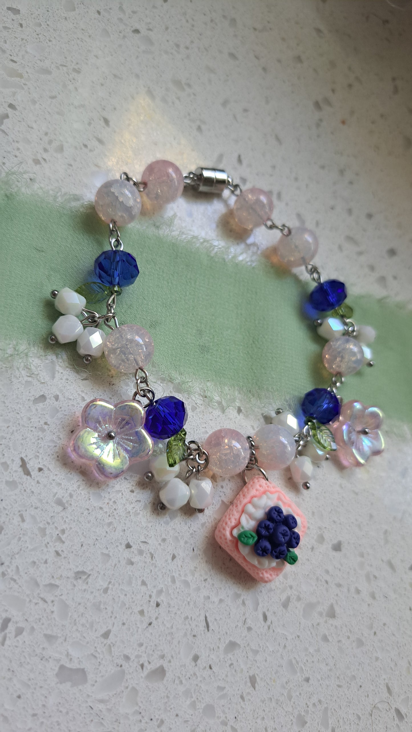 Handcrafted "Blueberry Sponge Cake" Bracelet