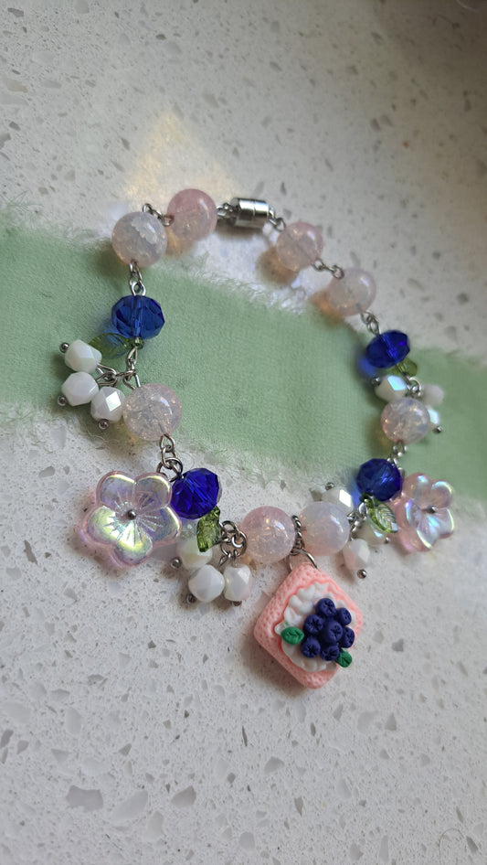 Handcrafted "Blueberry Sponge Cake" Bracelet
