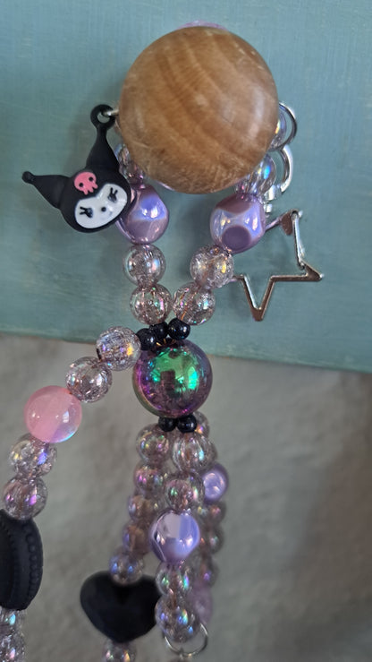 Handcrafted Purple/Black Bow Keychain