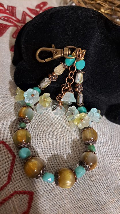 Hancrafted "Flowers In Moss" Dangle Charm/Keychains