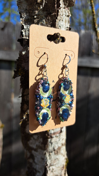 "Moonlight Flowers" Dangle Earrings