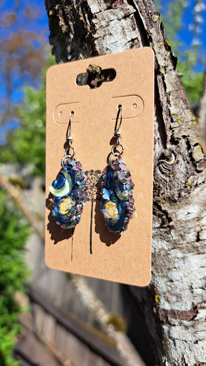 "Moonlight Flowers" Dangle Earrings