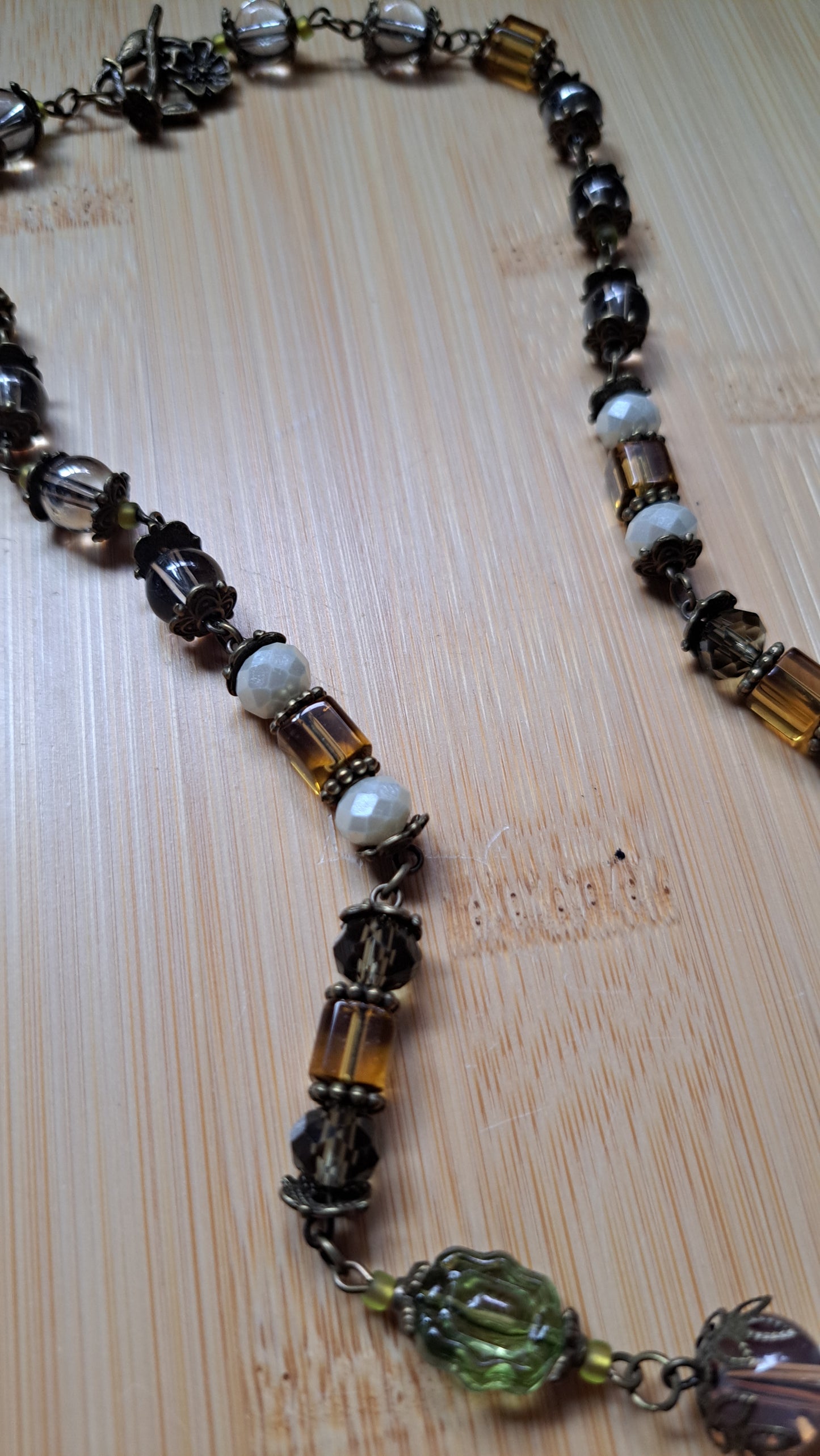 Handcrafted "Foggy Sunflower" Bead Necklace