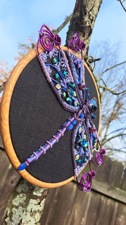 Handcrafted Embroidered "Howl's Dragonfly" Beaded Wall Hanger