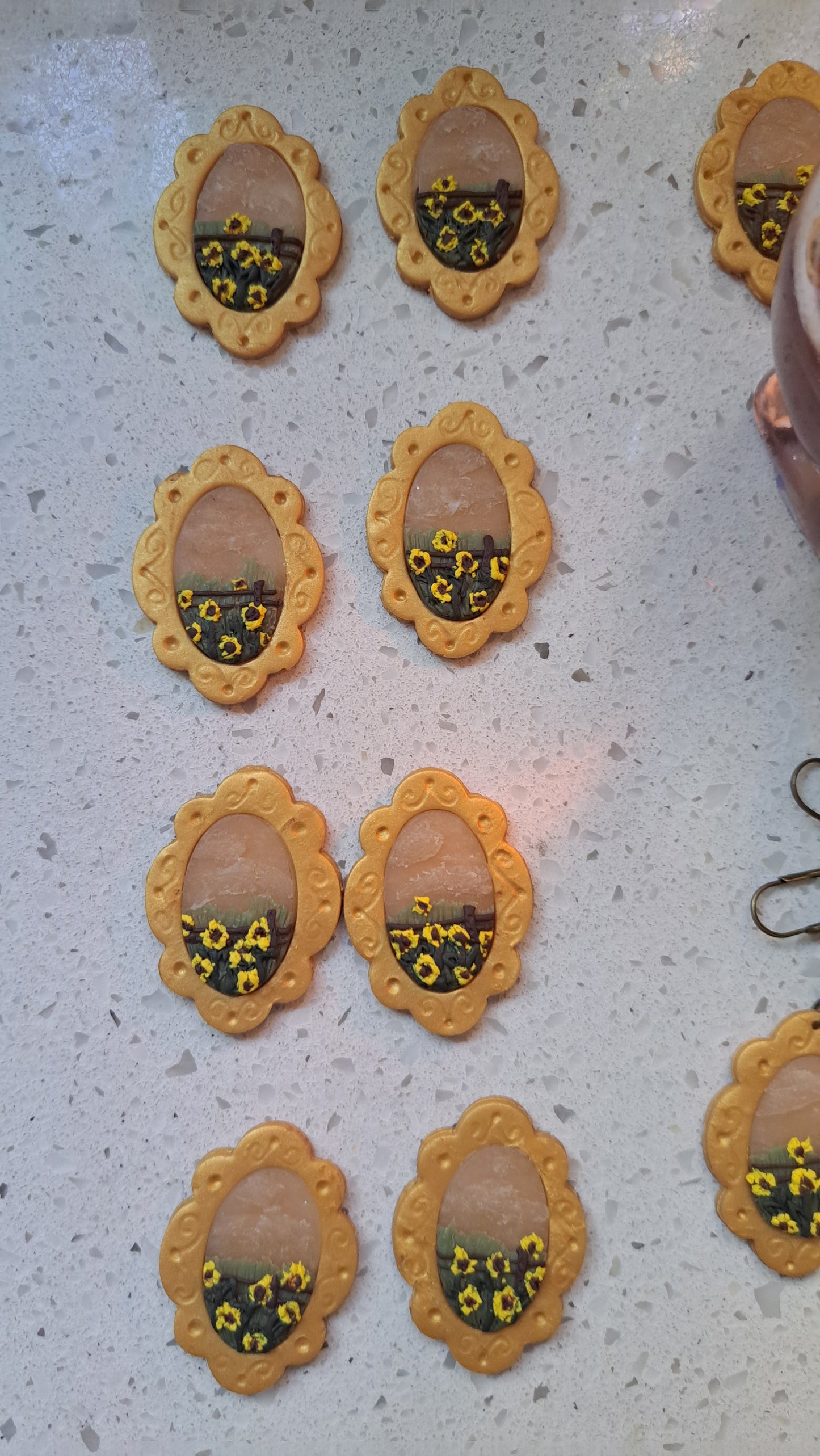 Handmade "Foggy Sunflower" Polymer Clay Earrings