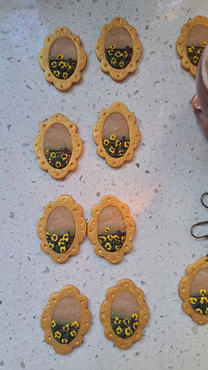 Handmade "Foggy Sunflower" Polymer Clay Earrings