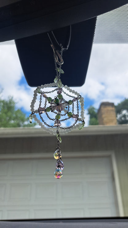 Handcrafted Spider Web Car Rearview Hanger