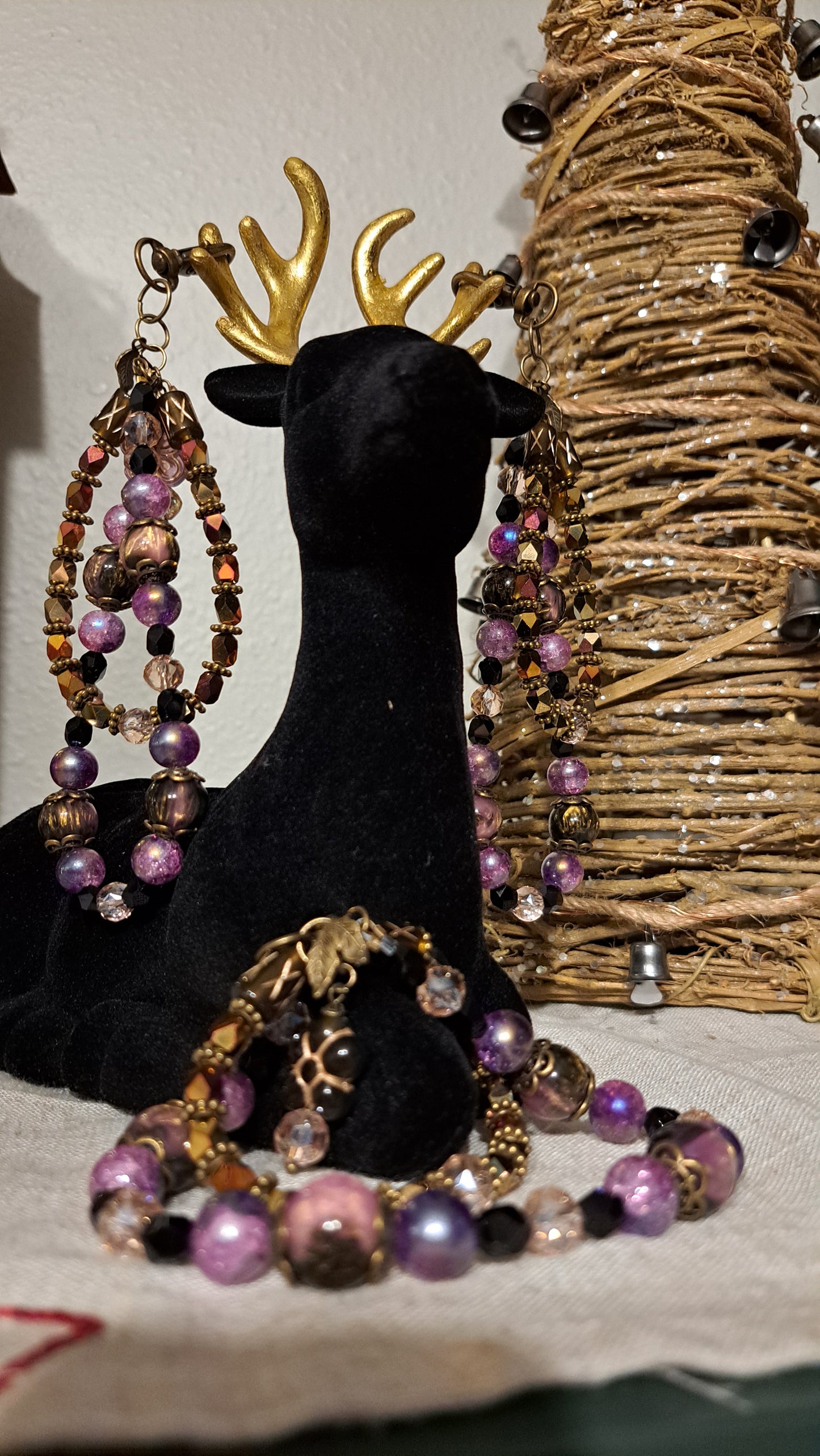 Handcrafted Purple/ Black/ Gold Dangle Charm