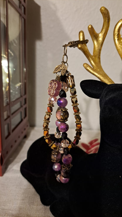 Handcrafted Purple/ Black/ Gold Dangle Charm