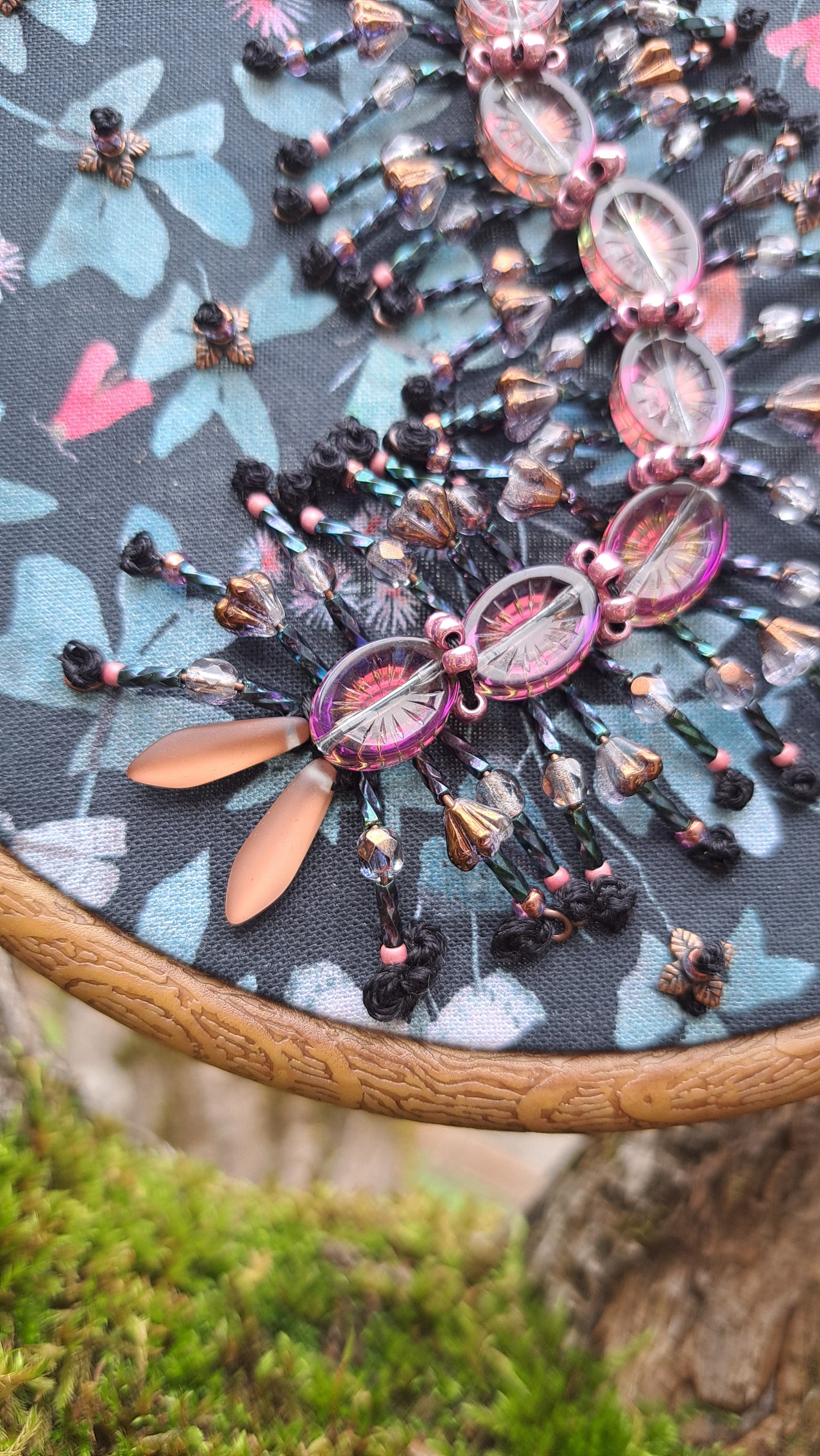 Handcrafted Glass Centipede Embroidered Wall Hanger