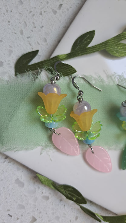 Handcrafted Flower Dangle Earrings