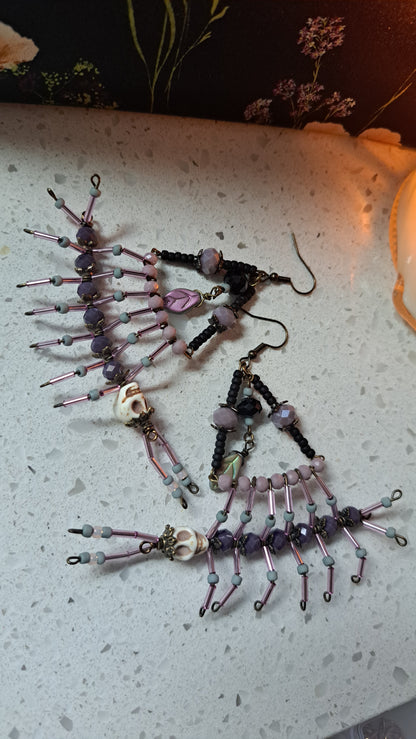 Handcrafted Deathipede Chandelier Earrings