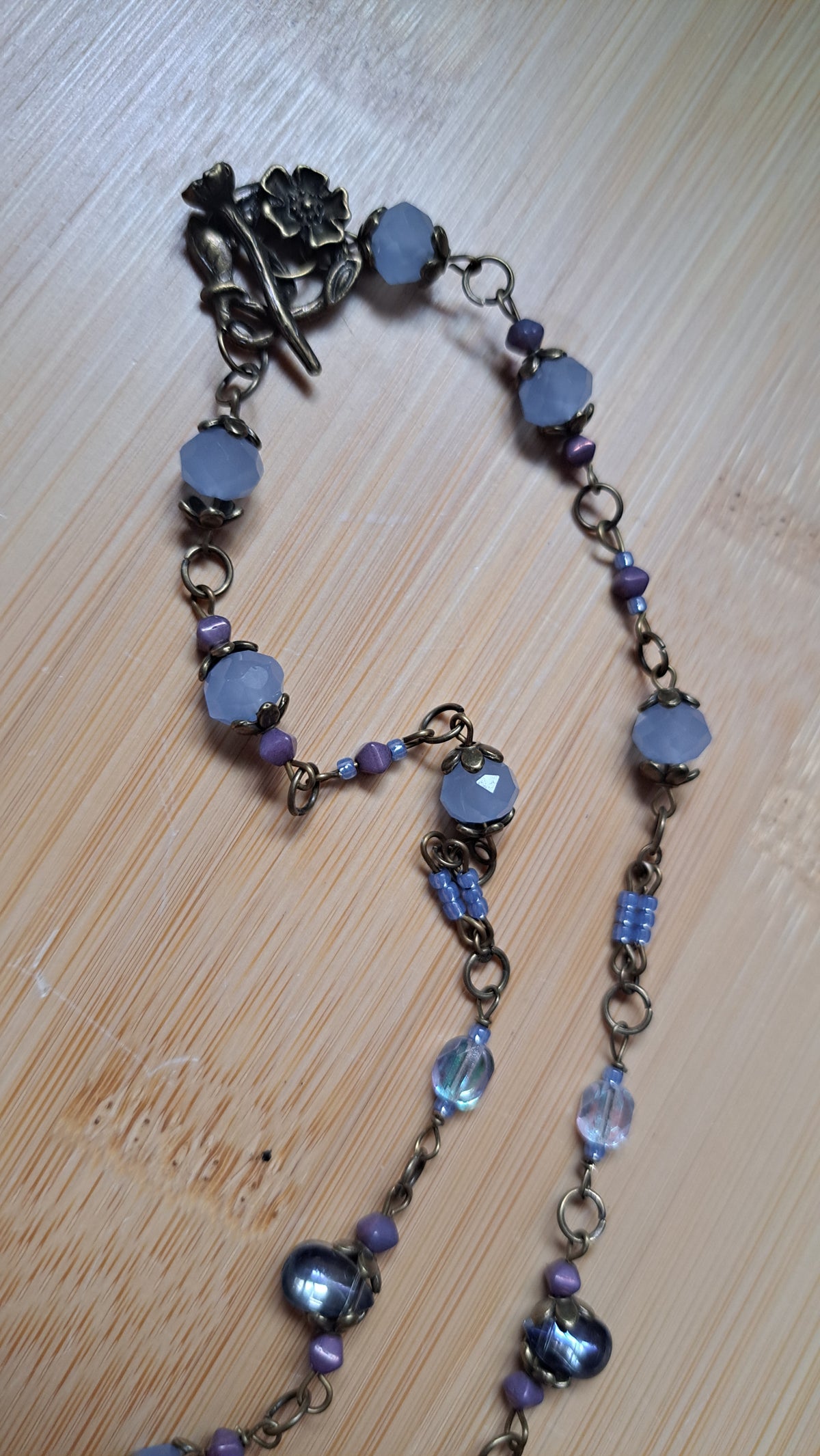 Handcrafted "Dusty Blue" Centipede Bead Necklace