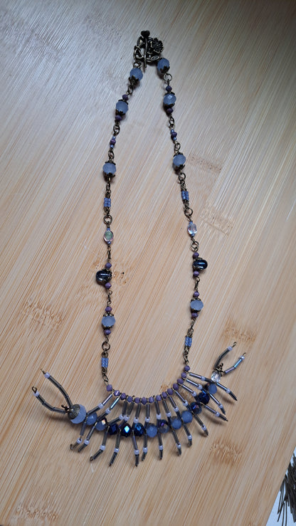 Handcrafted "Dusty Blue" Centipede Bead Necklace