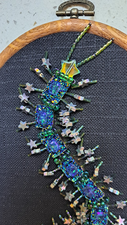 Handcrafted "Galactic Green" Centipede Wall Hanger