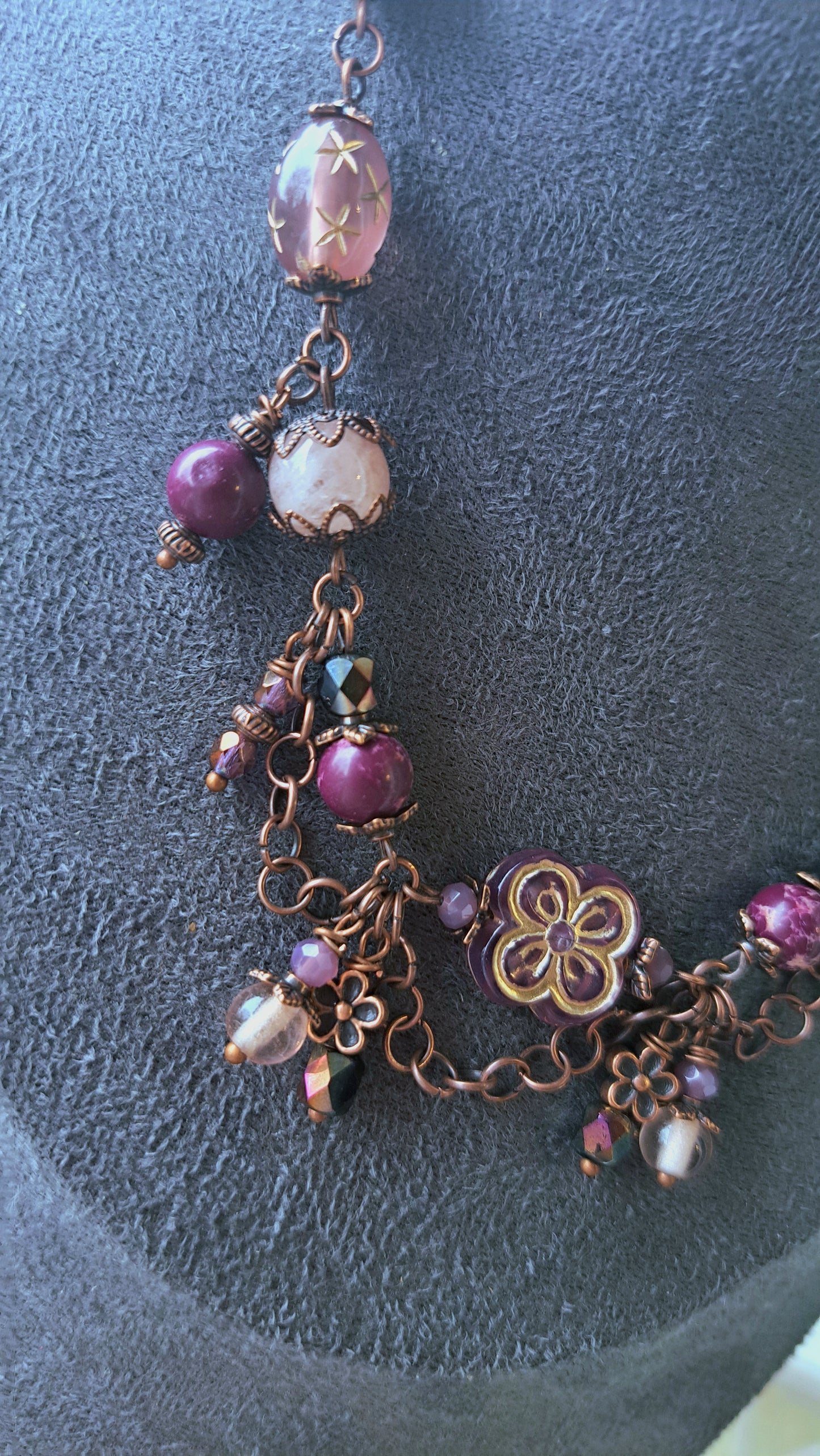 Handcrafted "Dark Plum Fairy" Bead Necklace