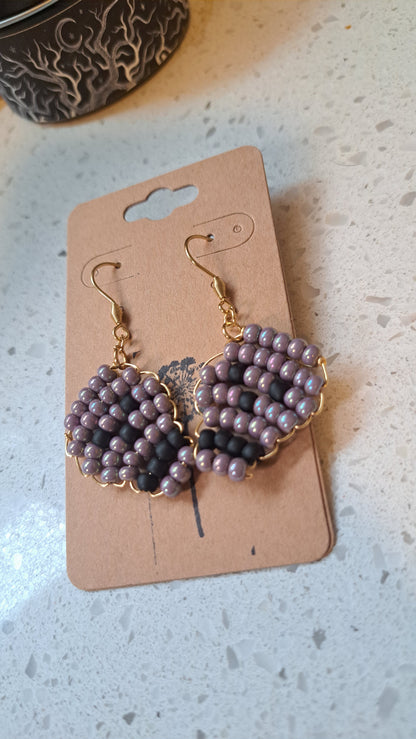 Hancrafted Purple Skull Earrings