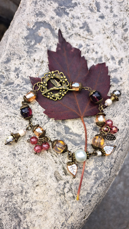 Handcrafted Autumn Bead Bracelet