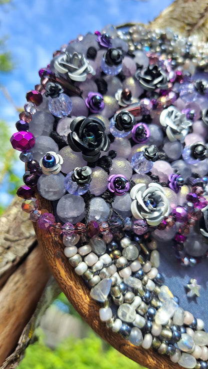 "Stormy Night" Handcrafted Bead Embroidery Wall Hanger