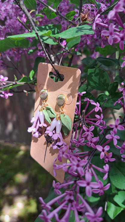 "Syringa~Dark Purple Lilac" Dangle Earrings
