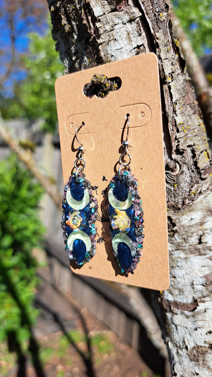 "Moonlight Flowers" Dangle Earrings
