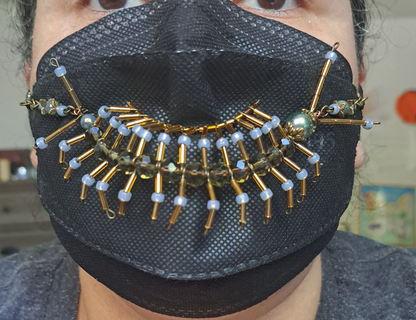 Handcrafted "Green/Gold Maskipede" Mask Chain