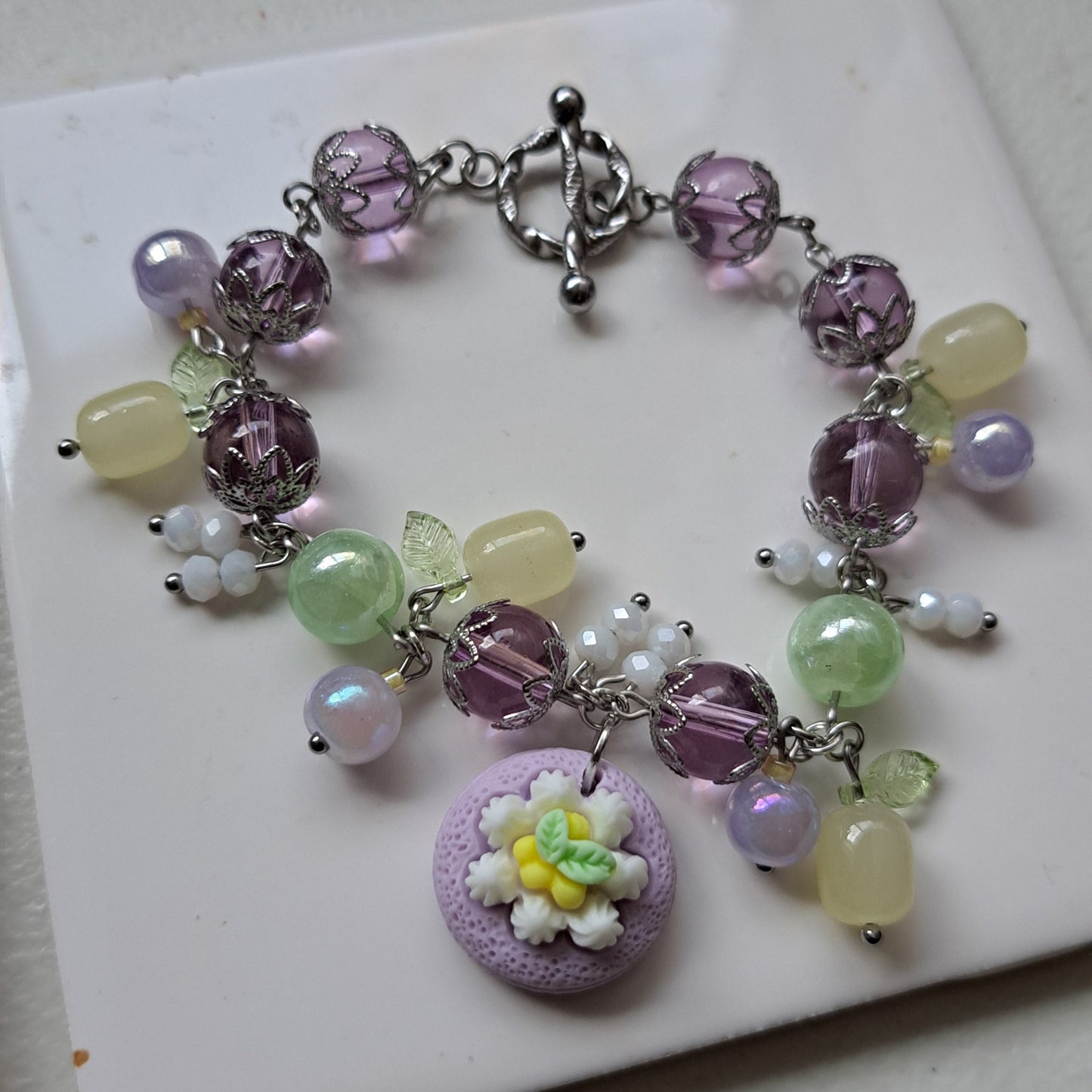 Hancrafted "Lavendar Lemon Cake" Bracelet
