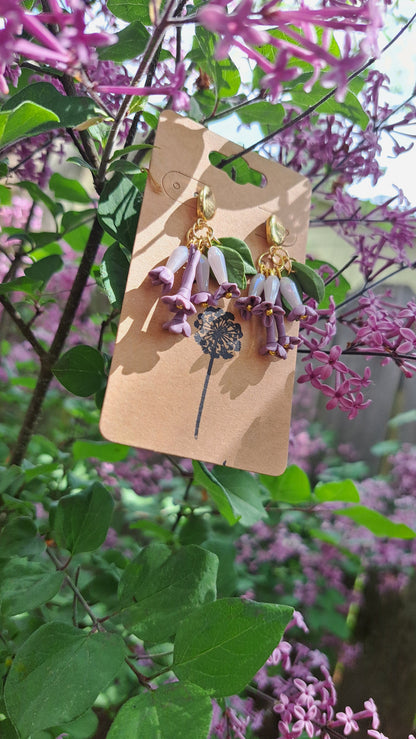 "Syringa~Dark Purple Lilac" Dangle Earrings