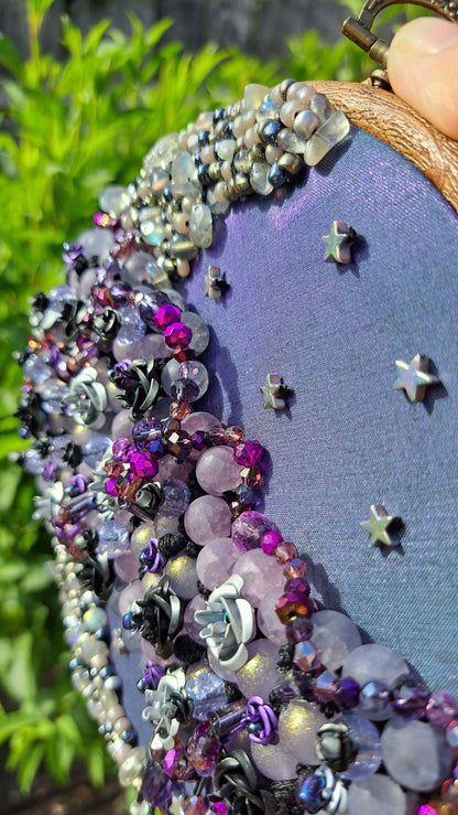 "Stormy Night" Handcrafted Bead Embroidery Wall Hanger