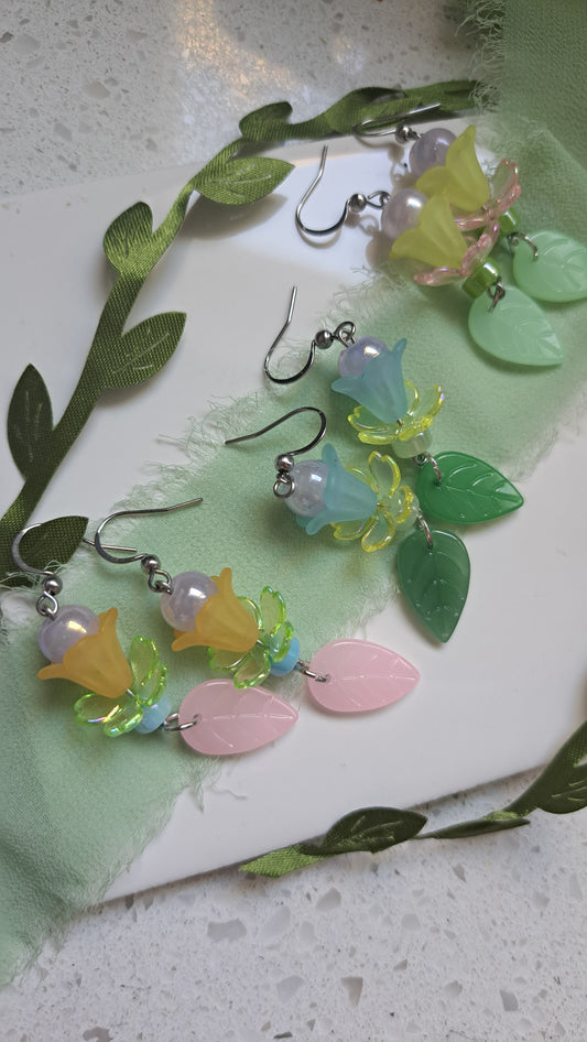 Handcrafted Flower Dangle Earrings