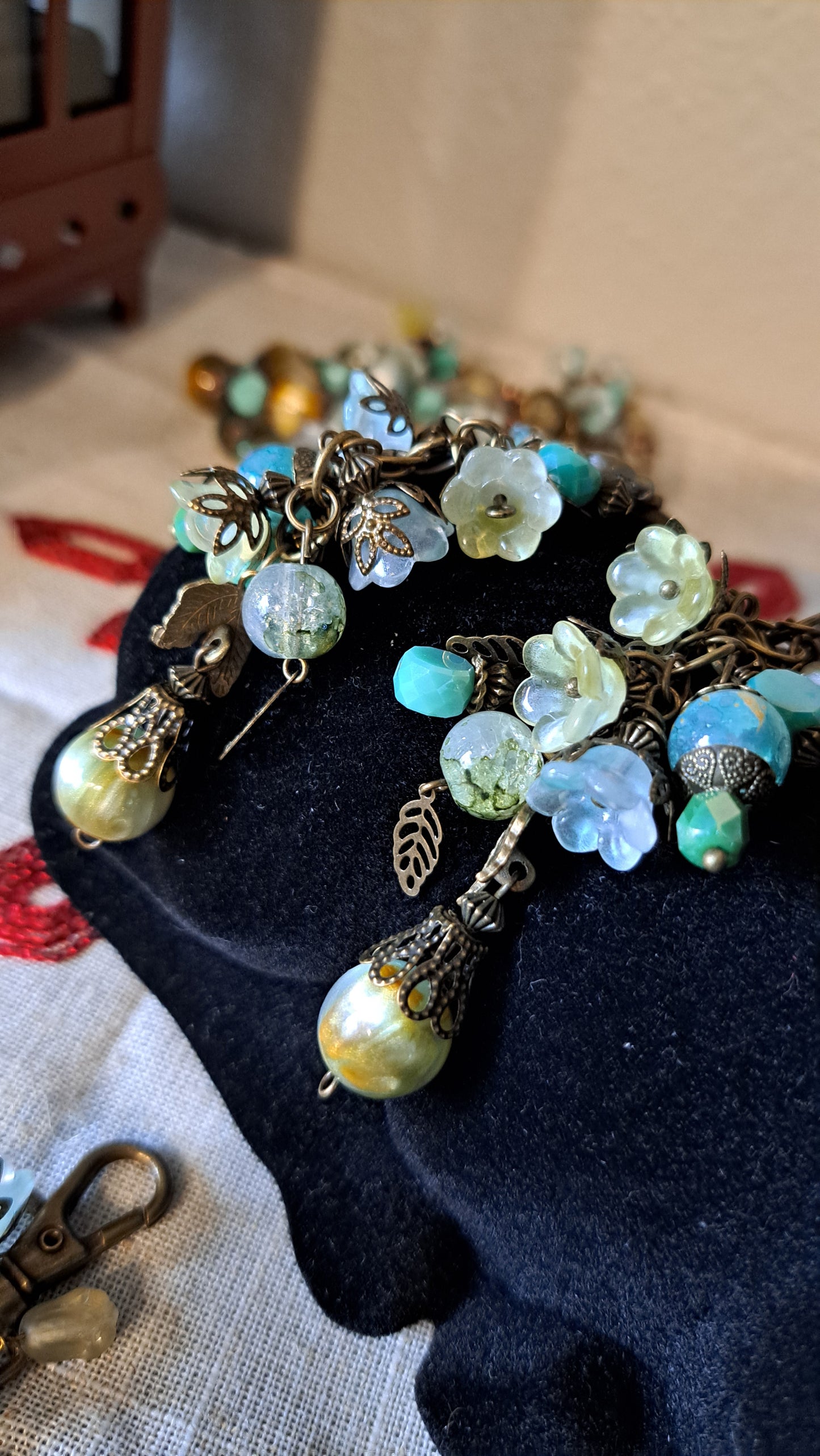 Handcrafted Mossy Flower Dangle Charms