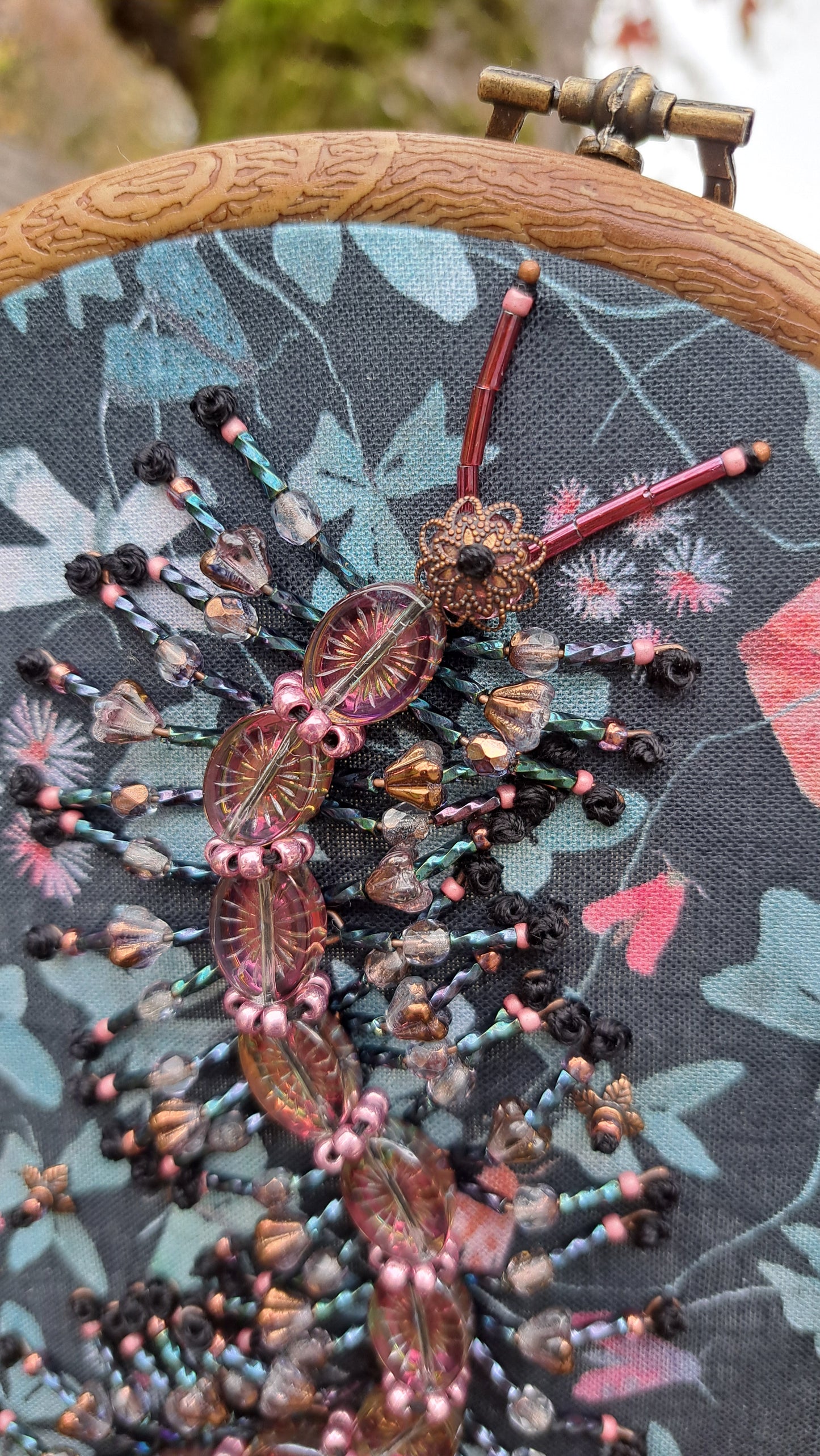 Handcrafted Glass Centipede Embroidered Wall Hanger