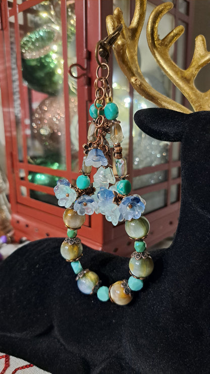 Hancrafted "Flowers In Moss" Dangle Charm/Keychains