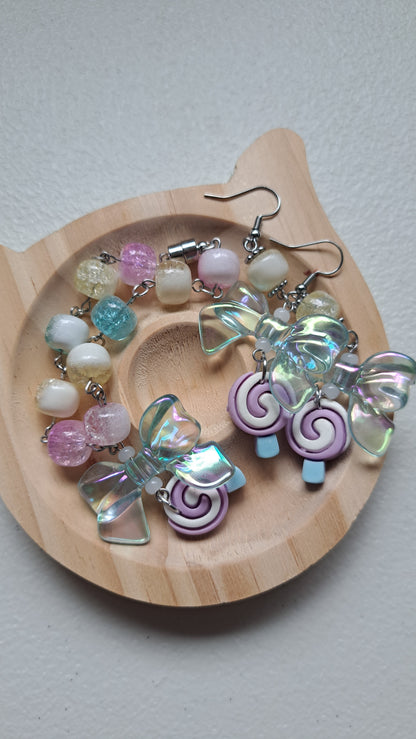 Handcrafted Yummy Pastel Earring/Braclet Set