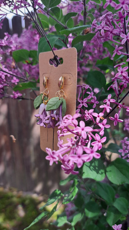 "Syringa~Dark Purple Lilac" Dangle Earrings