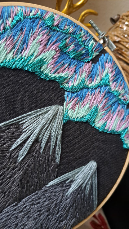 Handcrafted Aurora Embroidered Hoop Wall Hanger