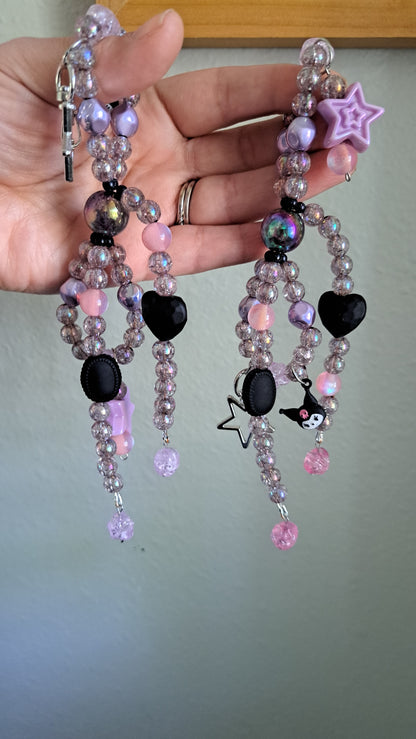 Handcrafted Purple/Black Bow Keychain