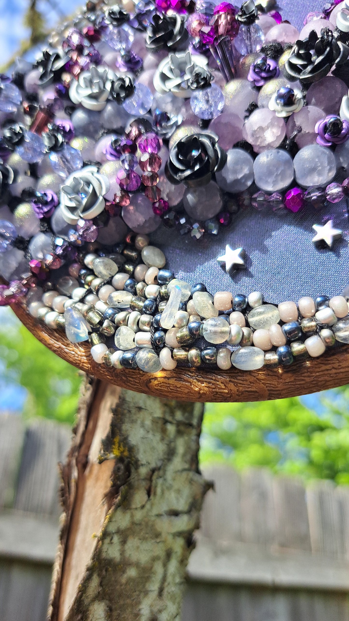 "Stormy Night" Handcrafted Bead Embroidery Wall Hanger