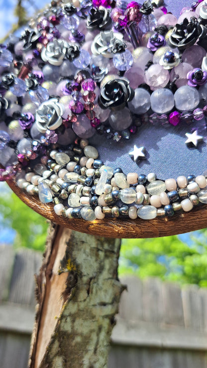 "Stormy Night" Handcrafted Bead Embroidery Wall Hanger