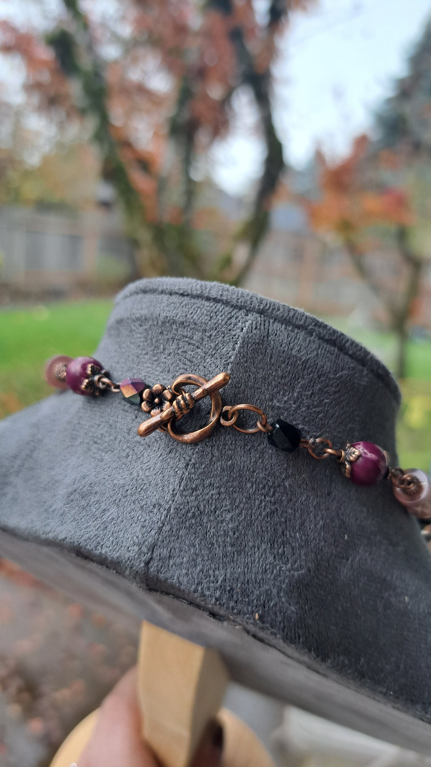 Handcrafted "Dark Plum Fairy" Bead Necklace