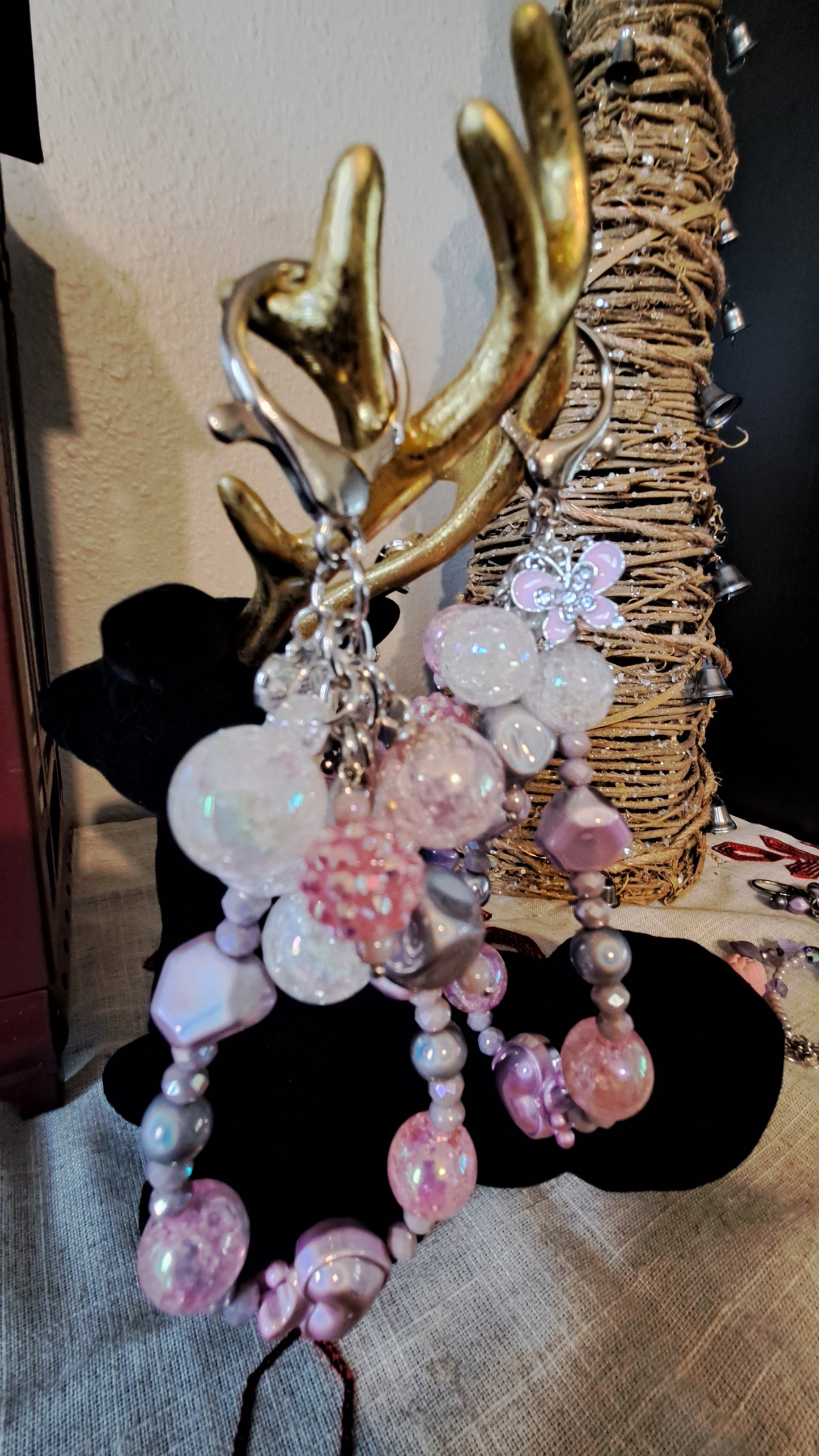 Handcrafted Pink/Silver Charm Dangle